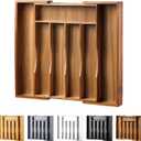 Expandable Acacia Kitchen Drawer Organizer for Cutlery and Utensils, Adjustable Acacia Wood Cutlery Tray in Drawer for Flatware and Silverware in Kitchen (7 Slots Expandable)