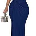 YMDUCH Women's Elegant One Shoulder Sleeveless Twist Waist Bodycon Party Long Dress M