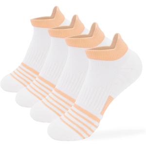 Womens Ankle Socks 4 Pairs Running Athletic Cushioned Sole Socks With Tab Anti-Blister (7-10)