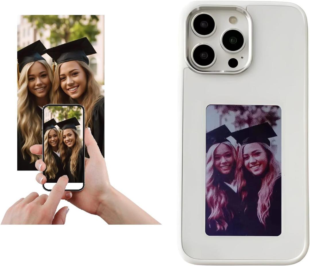 DIY E-Ink Phone Case for iphone13 PRO  Operation Smart Photo Rear Projection Customiza Phone Case Instantly Display Photos On The Ink Screen Back Cover Personalize Your Phone case (White)