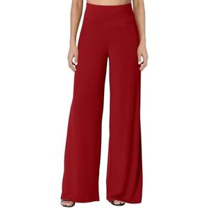 JZC Women's Palazzo Lounge Pants Stretchy Wide Leg Casual Pants Comfy High Waist Flowy Pants L
