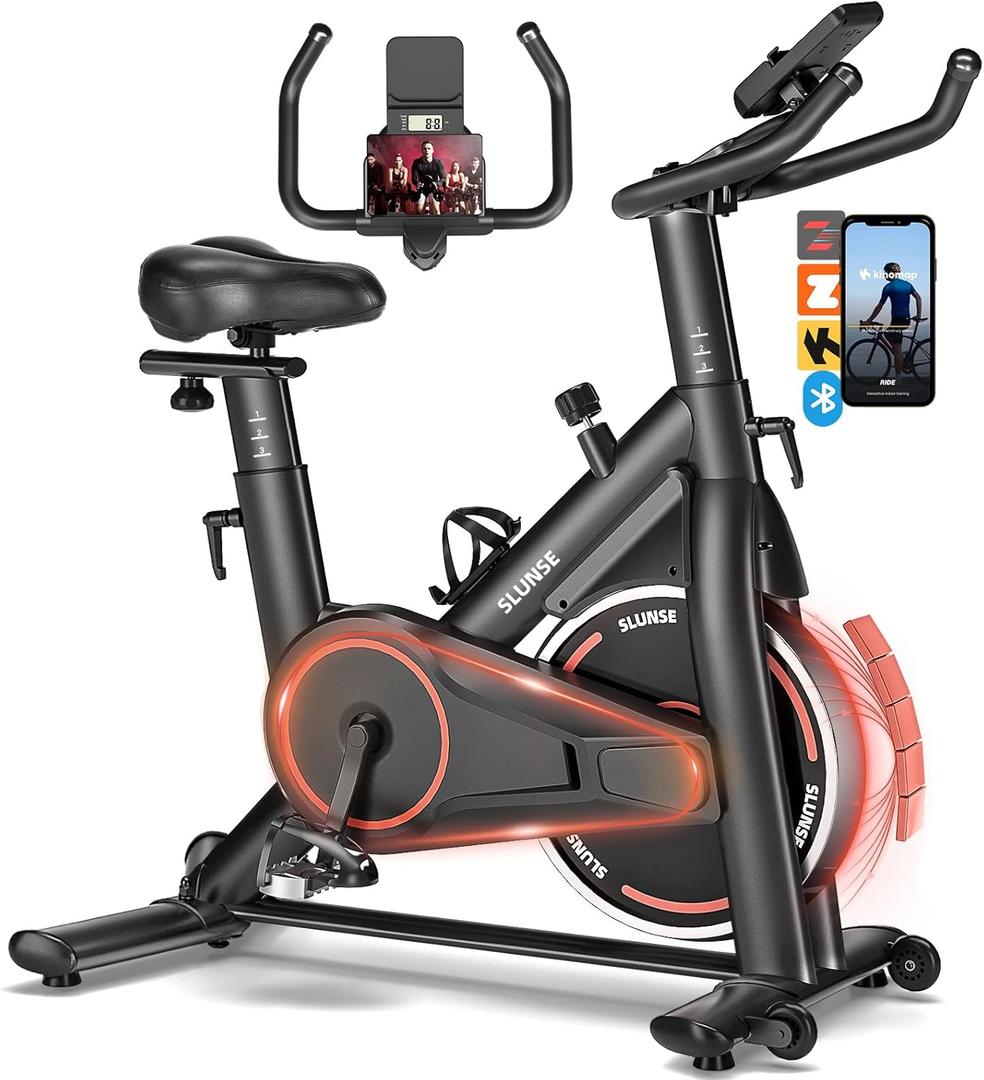 Exercise Bike, Adjustable Magnetic Resistance Stationary Bikes for Home with App Compatible, Quiet Indoor Cycling Bike with 350lbs Weight Capacity Comfortable Seat, Digital Monitor & Phone Mount
