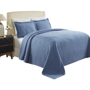 BNM Oversized Wave Design Matelasse Cotton Bedspread, Jacquard Weave, Soft and Breathable, All-Season, Cozy, Lightweight, Perfect for Master or Guest Bedroom, Matching Pillow Shams, King, Denim Blue BNM Oversized Wave Design Matelasse Cotton Bedspread, Jacquard Weave, Soft and Breathable, All-Season, Cozy, Lightweight, Perfect for Master or Guest Bedroom, Matching Pillow Shams, King, Denim Blue
