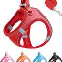 XXXS Red Soft Mesh Dog Harness and Leash Set,No Escape Puppy Harnesses for Training Walking Reflective Adjustable Puppy Vest for Small Medium Dogs, Cats (Red, XXXS)