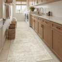 Soalmost Runner Rug 2'6" x 10' Washable Non-Slip Runner Rugs for Kitchen Bathroom Laundry Room Vintage Ultra Thin Runners for Hallway Entryway Beige