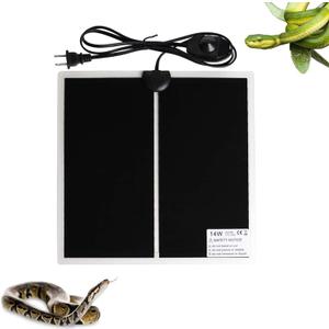 Reptile Heating Mat with Temperature Adjustment, Waterproof Reptile Heat Pad Under Tank Terrarium Heater for Amphibians, Small Animals, Seeding (14W - 11 x 11 in)