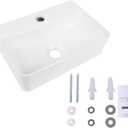Wall Hung Bathroom Vessel Sink, QISHKA 14.5" X 10" Rectangular Floating Ceramic Wash Hand Basin White Wall Mount Vanity Sink for Small Bathroom and Small Cloakroom