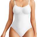 Nebility Shapewear Bodysuit for Women Tummy Control Body Shaper Seamless Sculpting Snatched Waist Trainer Body Suit (Medium, White)