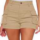 Luvamia Cute Summer Cargo Khaki Fall Comfy Cut Off Shorts Size S