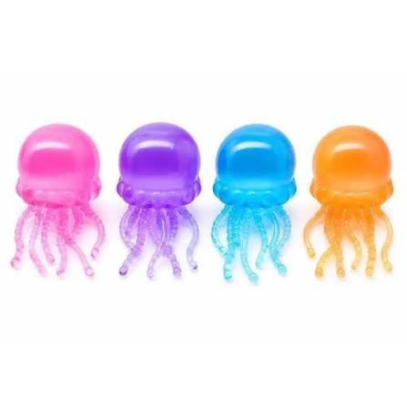 Jellyfish Squishy - 4 PCS Glitter Squeeze Jelly Fish Squishies Design 2026 Upgraded Sugar Pink Blue Yellow Purple for Adults & Teens Ultra Soft Stuff