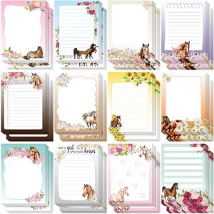 Gilprop 24 Pack Horse Sticky Notes Horse Lover Gifts for Women to Do List Notes 3x4 Inch Animal Writing Memo Pads Flower Animal Self Stick Memo Office Supplies for Teacher Reminder Journal
