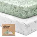 KeaBabies 2-Pack Organic Crib Sheets for Boys, Girls - 52x28 Fitted Crib Mattress Sheet Neutral, Breathable Jersey Cotton Cover for Baby Bed, Toddler Mattress, Soft & Cute Prints (DinoDood)
