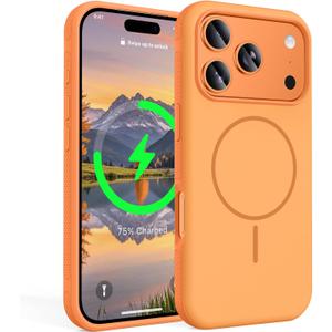 for iPhone 17 Pro Case, [Compatible with Mag-Safe] [Anti-Slip Edge Design] [Military Drop Protection] Heavy Duty Shockproof Hard Back Protective Phone Case - Orange