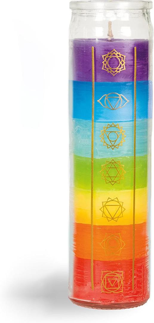 Simply Soson 2x8 inch 7 Chakra Candle in Glass Jar - Unscented, Promotes Positive Energy, Meditation & Relaxation (2x8 - 1 pack)