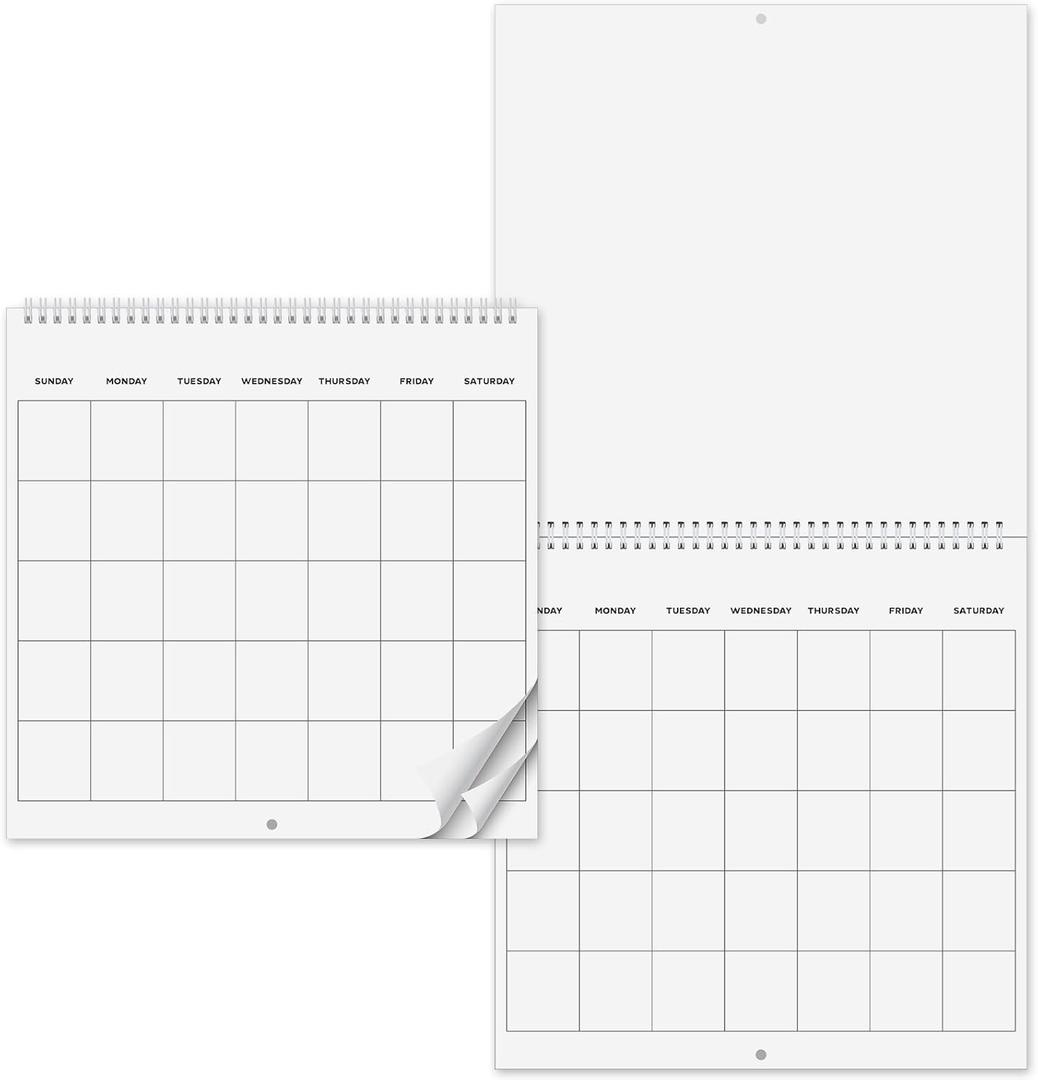 1 Pcs Blank Calendar Sheets Blank Scrapbook Wall Calendar, 12 x 12 Closed 12 x 24 Open for DIY Kitchen and Office