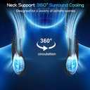 2 x OLV Neck Fan 5000mAh Rechargeable Battery Portable Fan 360 Bladeless Cooling 3 Speeds Powerful Airflow Personal Foldable Neck Fan Gifts for Men Women Home Office,Travel,Sports,Golf,Camping Black