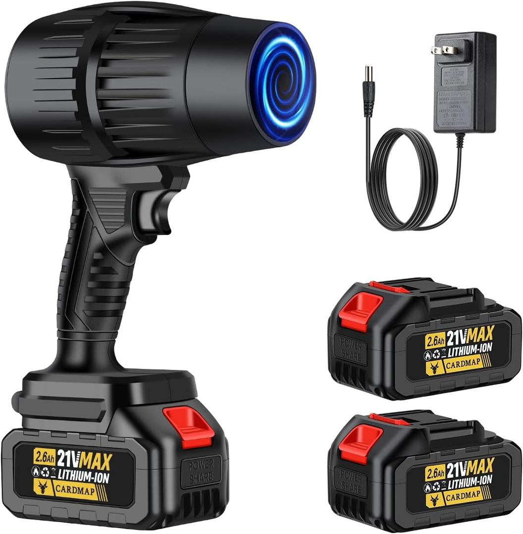 Leaf Blower Cordless with 21V*2 Pcs Battery, Handheld Electric Leaf Blower, Mini Jet Dry Blower Fan, Violent Blower for Lawn Care, Patio, Blowing Leaves, Snow Blowing