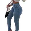 KUNMI Womens Curvy High Waist Stretch Butt Lifting Skinny Colombian Jeans (X-Large, 7009-light Blue)