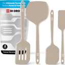 New DI ORO Silicone Turner Spatula Set - Kitchen Spatulas for Nonstick Cookware - Cooking Utensils for Flipping Eggs & Pancakes - 600F Heat-Resistant BPA Free Turners - Dishwasher Safe (4pc, Clay)