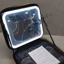 MOMIRA Travel Makeup Bag Cosmetic Bag Makeup Organizer Bag with Lighted Mirror, Adjustable Brightness in 3 Color Scenarios, Waterproof Makeup Train Case, Gift for Women - Golden (Small)