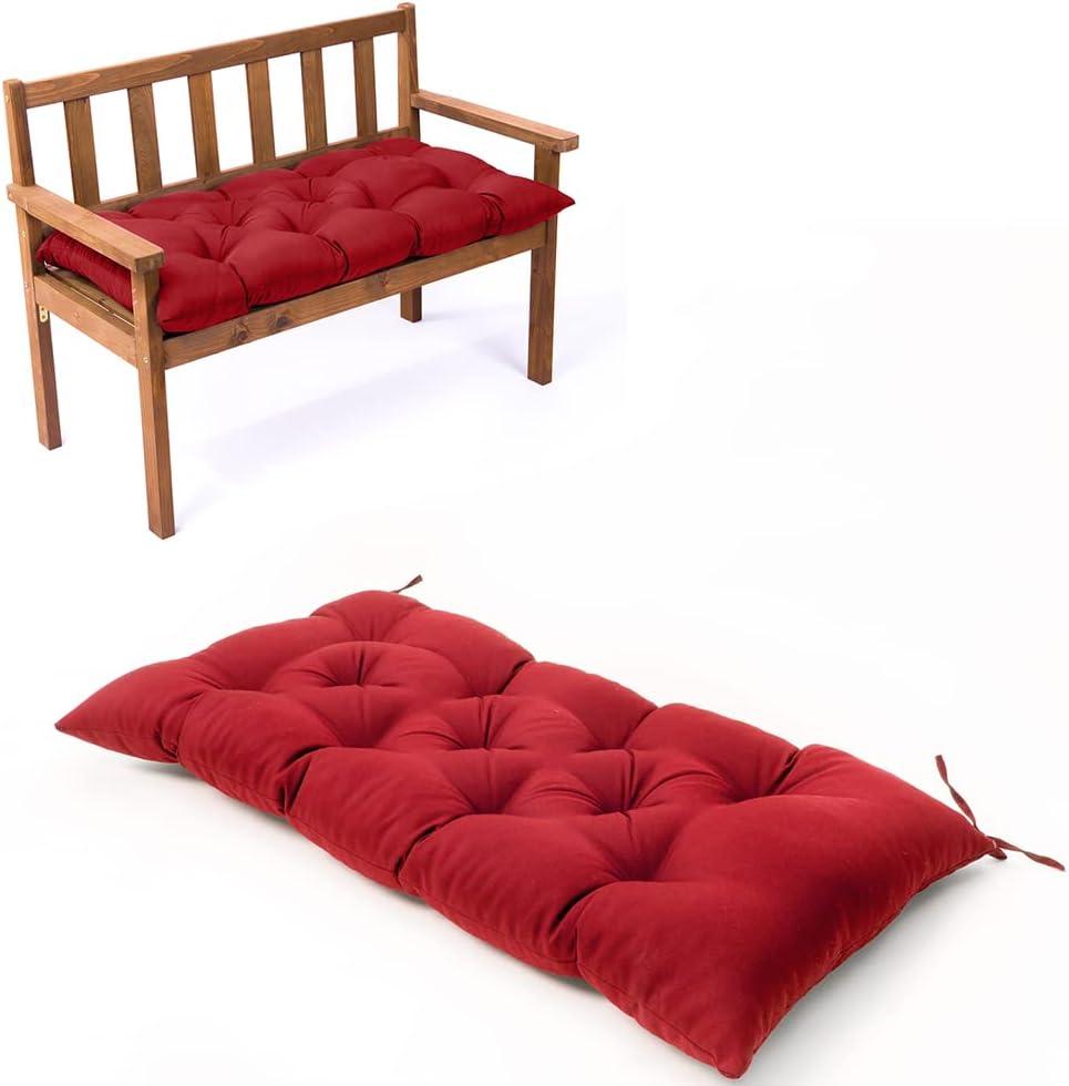Waterproof Lounger Seat Cushions Outdoor Loveseat Bench Seat Pads Tufted Bench Cushion (39.4 X 19.7 Inch, Red)