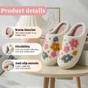 Women Men Plush Strawberry Slippers Cute Fuzzy Slippers Non-Skid Winter Warm Cozy House Indoor Outdoor Shoes (9-10 Women/7.5-8 Men, Flowers)