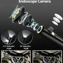 Dual-Lens Endoscope Camera with Light, 1920P HD Borescope with 8 Adjustable LEDs, 16.4FT Semi-Rigid Snake Cord, IP68 Waterproof Inspection Tool for iPhone, Android, Automotive, Plumbing, HVAC (7.9mm)