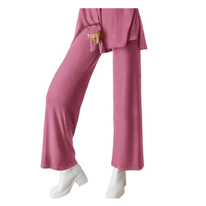 1 Piece PRETTYGARDEN Womens Outfits CrewneckWide Leg Long Pants Casual Lounge Travel (X-Large, Pink)