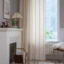 Boho Curtains 84 inches Long, Golden Striped Embroidery Light Filtering Semi-Blackout Privacy Tassels, Rod Pocket Drapes for Living Room Bedroom Halloween Decor, 52" W x84 L, 1 Panel Gold