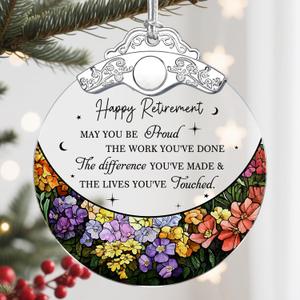 Retirement Gift - Retirement Gifts for Women, Men - Retired Ornament - Retired Gifts for Coworker, Boss, Employee, Teacher, Nurse - Stained Glass Christmas Ornament Keepsake - Design B