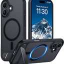 Temdan Magnetic Compatible with iPhone 16 Case, [Built-in Invisible Kickstand][Compatible with MagSafe] [Military Grade Shockproof] Slim Translucent Matte Phone Case for iPhone 16 6.1"