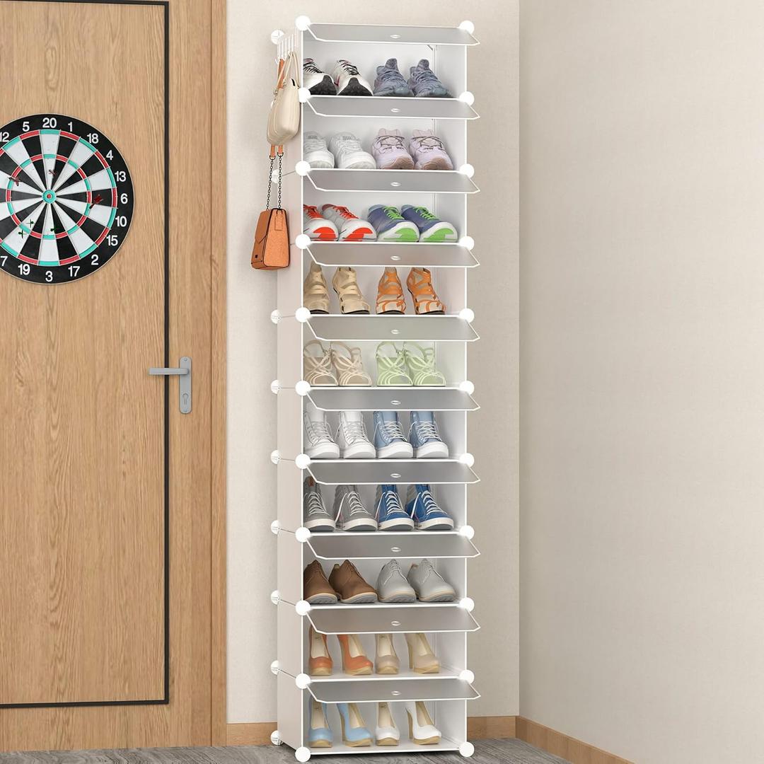 HOMIDEC Shoe Storage, 10-Tier Shoe Rack Organizer for Closet 20 Pair Narrow Shoes Shelf Cabinet for Entryway, Bedroom and Hallway (Transparent)