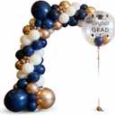 2026 Navy Blue and Gold Graduation Balloon Arch Kit - 103Pcs Congrats Grad Decoration Set with 36" Bubble Balloon, Champagne Gold & White Balloons for 2026 College High School Party