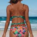 Hilinker Women's Leopard Bikini Swimsuits V Neck High Waisted 2 Piece Bathing Suits (M)