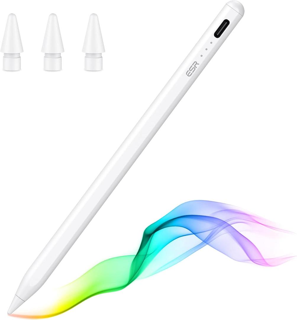 ESR Stylus Pencil for iPad 9th/10th Generation, iPad Pencil with Tilt Sensitivity, Palm Rejection, Stylus Pen Compatible with 2018-2022, Pro 12.9/11 Inch, Air 5th/4th, Mini 6/5, White