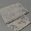 jinchan Linen Kitchen French Floral Tier Curtains 30 Inch Farmhouse Vintage Cafe Small Window Rustic Half Window Curtains for Living Room Bathroom 2 Panels Blue on Beige