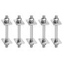 Uxcell 5Pcs M8x95mm 304 Stainless Steel Double End Threaded Stud Screw Bolt with Nuts, Square Flat Washers & Spring Washers for House Maintenance, Silver Tone