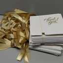 100 Pack Small Thank You Gift Bags, 4.5x1.8x3.9in Party Favor Bags Boxes with Bow Ribbon, Small Paper Gift Bags with Gold Foil Printed, Mini Candy Treat Bags for Birthday Wedding Party Holiday (White)