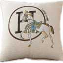 Croker Horse 18x18'' inches Throw Pillow Cushion Covers Set Pack of 2 Pcs - Luxury Horse Embroidery Modern Style Couch Sofa Pillow Cover for Living Room Bedroom (White)