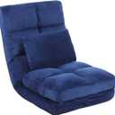 Indoor Chaise Lounge Sofa, Floor Chair with Back Support for Adults, 14 Angle Adjustment Recliner Chair, Folding Floor Lounger with Pillow 8823(Blue-2)