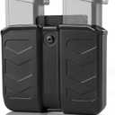 mag Holster 9mm Magazine Pouch/Holder .40 Double Stack Mag+with Belt Clip Fit Glock, s&W Springfield Ruger sig Beretta Taurus Walther CZ H&lk Etc Pistol Black