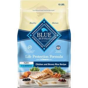 Blue Buffalo Life Protection Formula Puppy Dry Dog Food with DHA and ARA, Made with Natural Ingredients, Chicken & Brown Rice Recipe, 15-lb Bag BB Date 28 May 2026