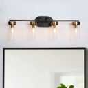 Modern Black Gold 4-Light Linear Bathroom Vanity Light Glass Wall Lighting 29" L X 5.5" W 10" H Contemporary Rustic Vintage Iron Dimmable