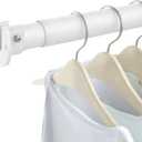 Ruiony 2 Pack Closet Rods for Hanging Clothes, 17 to 84 Inch Heavy Duty Stepless Adjustable Closet Hanging Rod, 1.3 Inch Diameter Metal Closet Rod for Wardrobes Laundry Bedroom RV, White