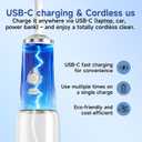 Electric Portable Bidet for Travel, Rechargeable Handheld Bidet Sprayer with USB-C, 4 Pressure Modes & 2 Specialized Nozzles for Front/Rear Wash, IPX7 Waterproof, Bottle Compatible, Detachable (White)