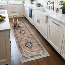 Washable 2x6 Hallway Runner Rug: Vintage Water Resistant Kitchen Entryway Rug Ultra Soft Living Room Bedroom Carpet Thin Non Slip Indoor Floor Mat for Bathroom Laundry (2 X 6,Orange) (2 Pack)