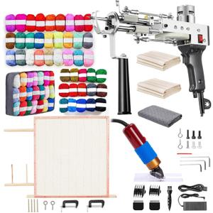 BESGEER 2025 Rug Tufting Gun Starter Kit with Frame with Trimmer - Rug Tufting with Carpet Trimmer Kit with Tufting Frame, 2 in 1 Cut & Loop Pile Gun& Carpet Carving ClippersBlack
