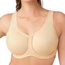Wacoal Women's Simone Sport Unlined Full Coverage Underwire Sports Bra, 855170. 40C (Beige)