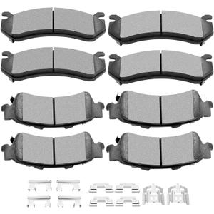 SCITOO Disc Brake Pads Kits Front Semi-Metal Rear Ceramic 8pcs Fit for Chevy Astro Avalanche Silverado 1500 HD Suburban 1500 Tahoe, for GMC Safari Sierra 1500 HD Yukon/Yukon XL 1500