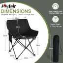Joyfair Outdoor Camping Chair for Adult, Large Portable Folding Moon Chairs with Carry Bag for Patio Beach, Fishing, Lawn and More Outdoor Sports, 600D Oxford Fabric & Heavy Duty Steel (2, Black)